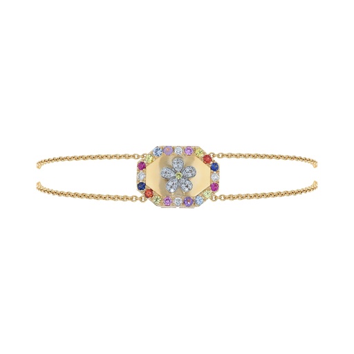 [B951MIX.770DZG#2432] Rose Gold Flower Shield Bracelet