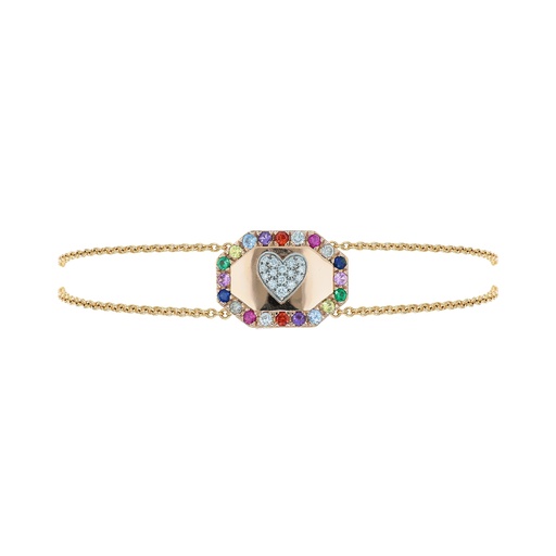 [B951MIX.968D#2433] Rose Gold Heart Shield Bracelet
