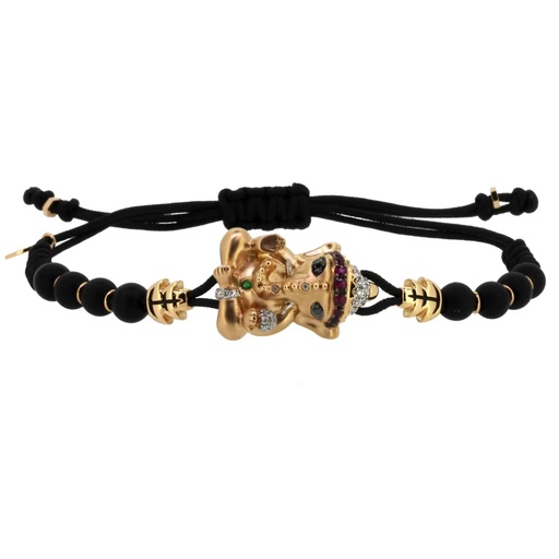 [B705RU] Rose Gold Ganesh Bead Bracelet White and Black Diamond