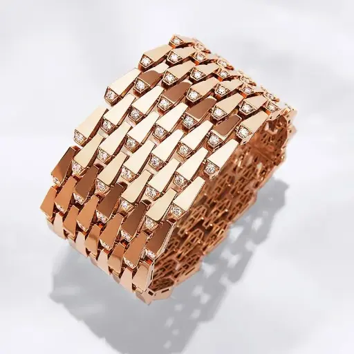 [CSP-M9R?L#244] Spike 9 Row Manchette Light Pavé Diamond Bracelet
