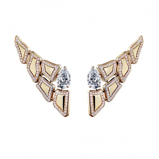 [CSK-E5EYLM1] Skin 5 Elements Light Pave Diamond Earrings - Yellow Gold