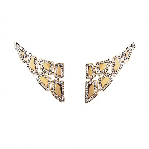 [CSK-E6EYLM] Skin 6 Elements Light Pave Diamond Earrings - Yellow Gold