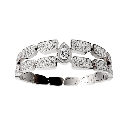 [CSK-B2RYF06] Skin Double Row Full Pave Diamond Bracelet - Yellow Gold