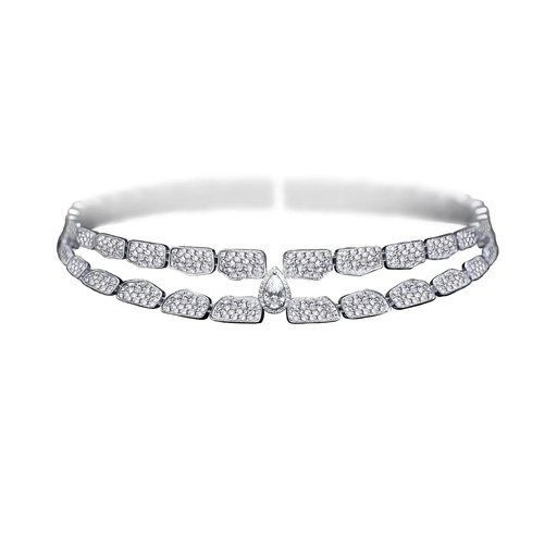 [CSK-O2RYFM06] Skin Double Row Full Pave Diamond Choker - Yellow Gold