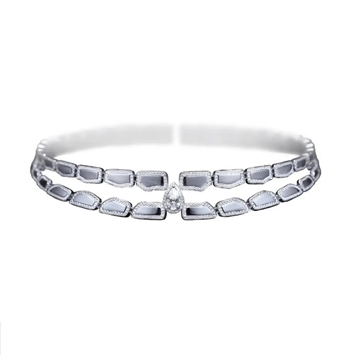 [CSK-O2RWLM07] Skin Double Row Light Pave Diamond Choker - White Gold