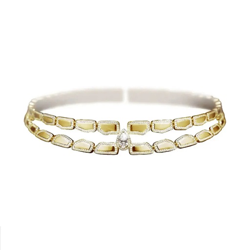 [CSK-O2RYLM07] Skin Double Row Light Pave Diamond Choker - Yellow Gold