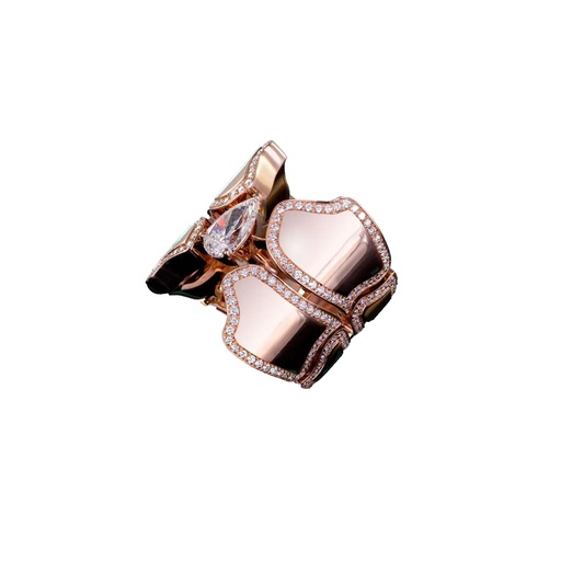 Skin Large Double Row Light Pave Diamond Ring - Rose Gold