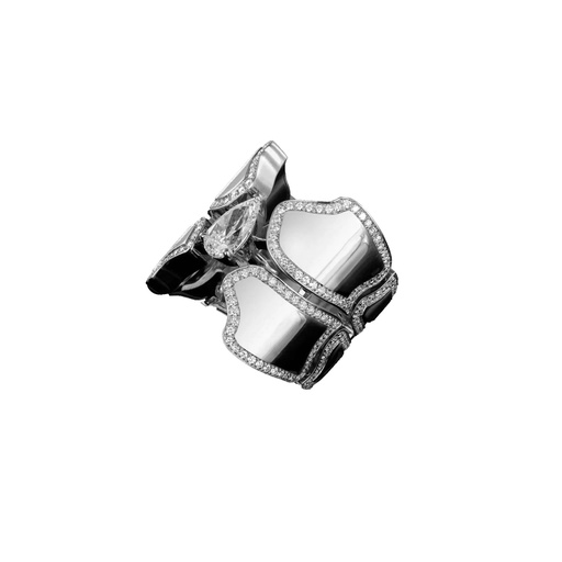 Skin Large Double Row Light Pave Diamond Ring - White Gold