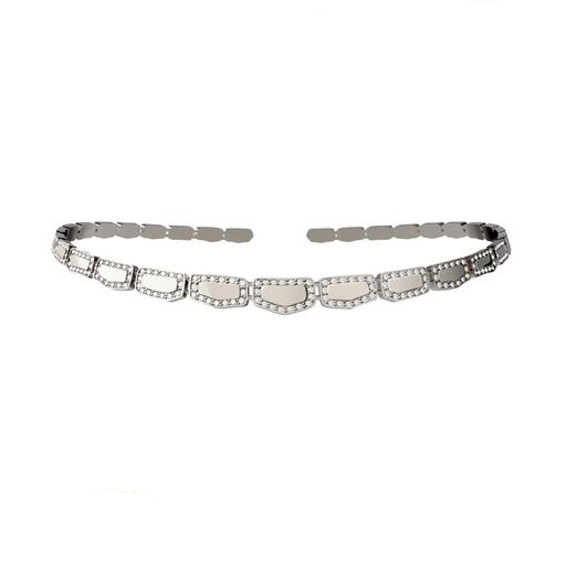 [CSK-O1RWLM] Skin Single Row Light Pave Diamond Choker  - White Gold