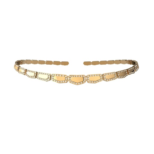 [CSK-O1RYLM] Skin Single Row Light Pave Diamond Choker  - Yellow Gold