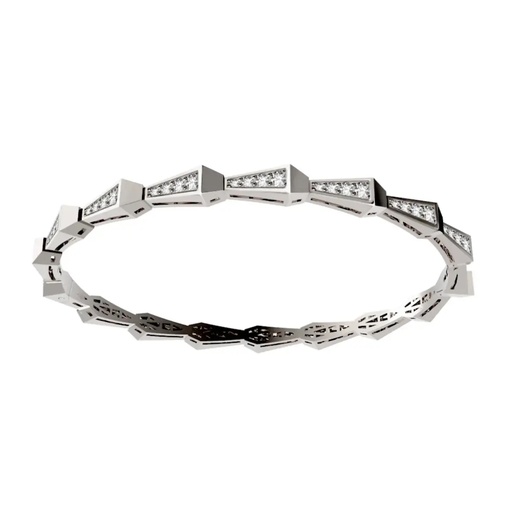 [CSP-B1RYFS] Spike 1 Row Halfway Full Pave Diamond Bracelet - Yellow Gold