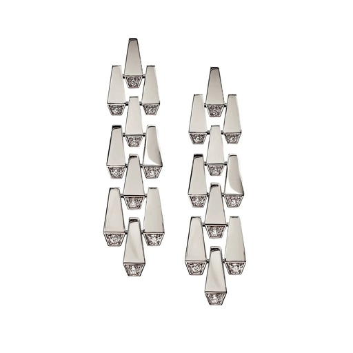 [CSP-E3RWLM] Spike 3 Row Light Pave Diamond Earrings - White Gold