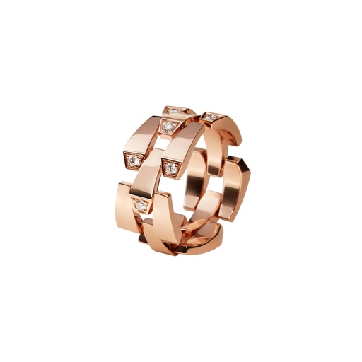 Spike 3 Row Light Pave Diamond Ring - Rose Gold