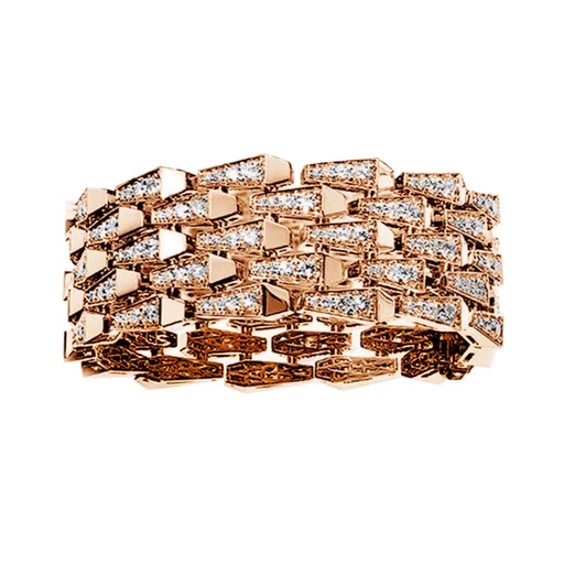[CSP-B5RRF] Spike 5 Row Manchette Full Pave Diamond Bracelet - Rose Gold