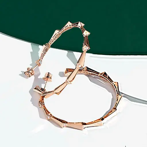 [CSP-H1R?LM#256] Spike 1 Row Light Pavé Diamond Hoops