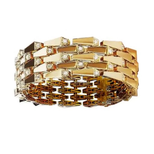 [CSP-M5RYL] Spike 5 Row Manchette Light Pave Diamond Bracelet - Yellow Gold