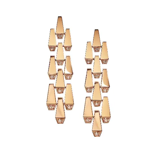 [CSP-E3R?LM#257] Spike 3 Row Light Pavé Diamond Earrings
