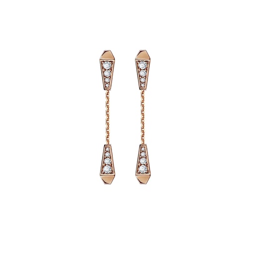 [CSP-ED2RFM] Spike Double Drop Full Pavé Diamond Earrings - Rose Gold