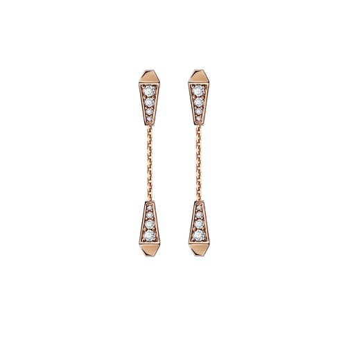 [CSP-ED2WFM] Spike Double Drop Full Pave Diamond Earrings - White Gold