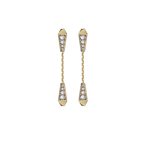 [CSP-ED2YFM] Spike Double Drop Full Pave Diamond Earrings - Yellow Gold