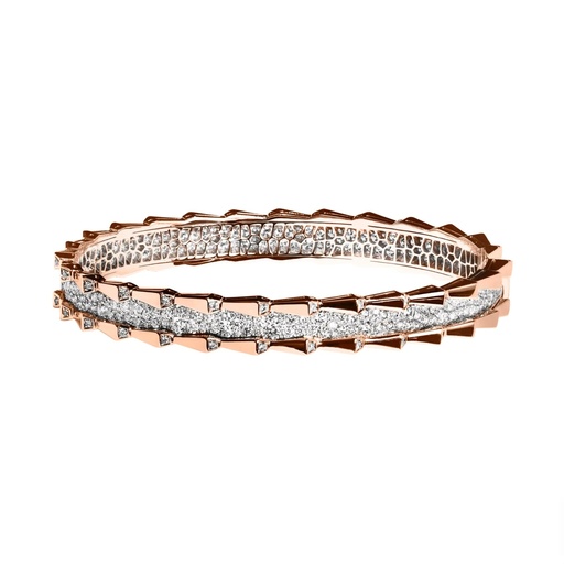 [CSP-B2RRF] Spike Double Row Full Pave Diamond Bracelet - Rose Gold