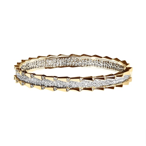 [CSP-B2RYF] Spike Double Row Full Pave Diamond Bracelet - Yellow Gold