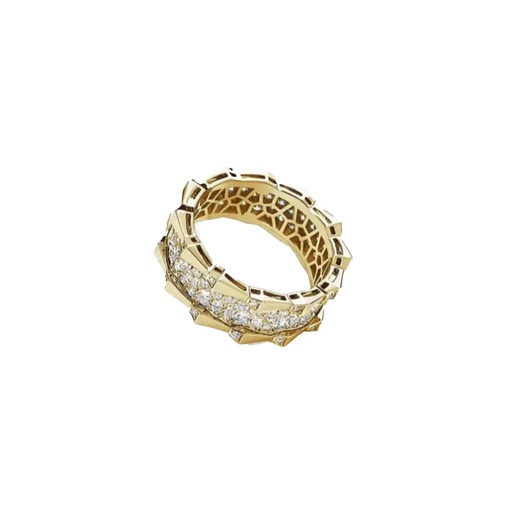 Spike Double Row Full Pave Diamond Ring - Yellow Gold