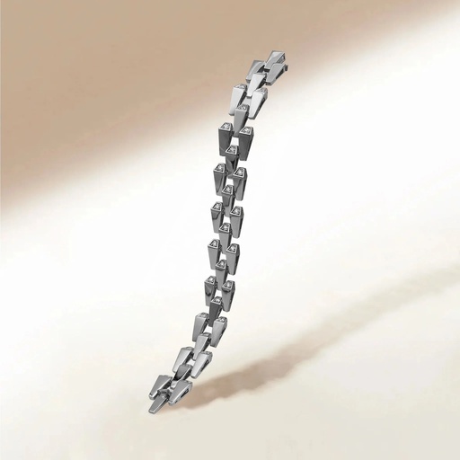 [CSP-B3RBWL] Spike Large 3 Row Light Pave Diamond Bracelet - White Gold