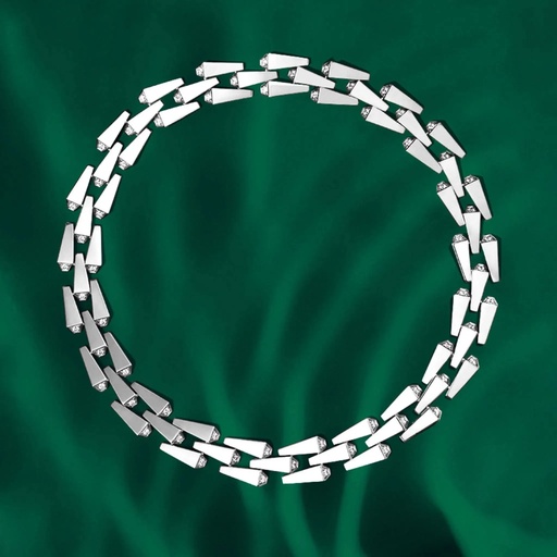 [CSP-N3RBWL] Spike Large 3 Row Light Pave Diamond Necklace - White Gold