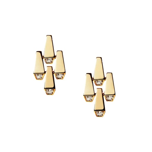 [CSP-E4EYLL] Spike Large 4 Elements Light Pave Diamond Earrings - Yellow Gold