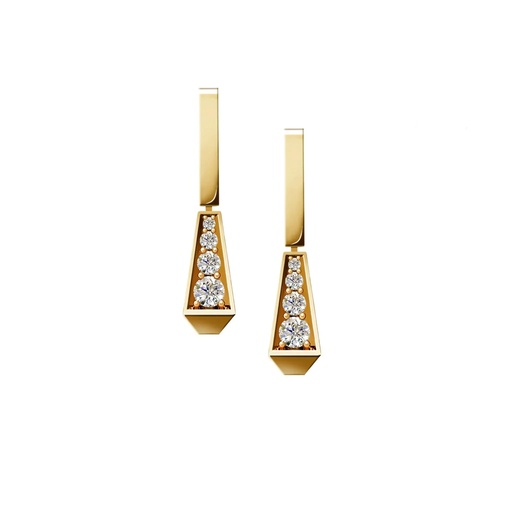[CSP-EBAYFM] Spike One Bar Fill Pave Diamond Earrings - Yellow Gold