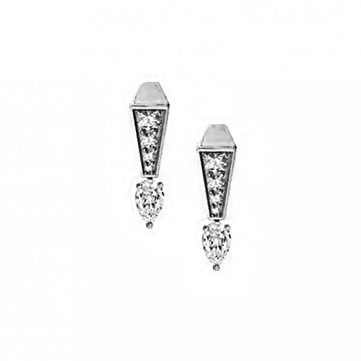 [CSP-ESOWFM1] Spike One Full Pave Diamond Earrings - White Gold