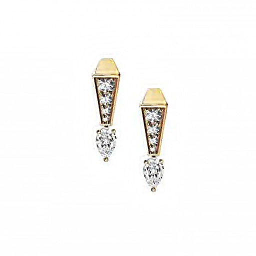 [CSP-ESOYFM1] Spike One Full Pave Diamond Earrings - Yellow Gold