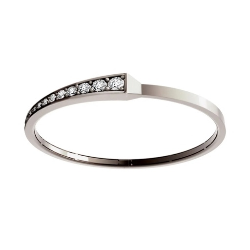 [CSP-BSOWH] Spike One Half Pave Diamond Bracelet - White Gold