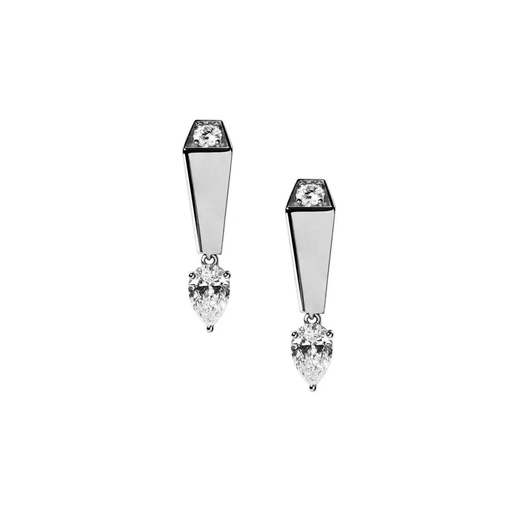 [CSP-ESOWLM1] Spike One Light Pave Diamond Earrings - White Gold
