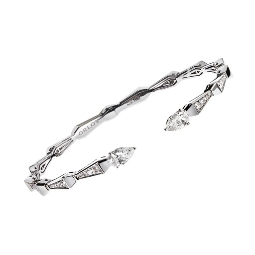 [CSP-BOPWF1] Spike Open Full Pave Diamond Bracelet - White Gold