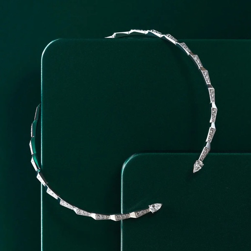 [CSP-O1RYFM1.4] Spike Open Full Pave Diamond Choker - Yellow Gold