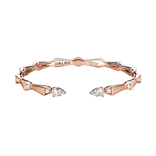 [CSP-BOPRL08] Spike Open Light Pave Diamond Bracelet - Rose Gold
