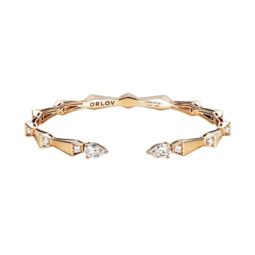 [CSP-BOPYL08] Spike Open Light Pave Diamond Bracelet - Yellow Gold