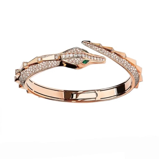 [CSP-BSHRF] Spike Signature Croco Full Pave Diamond Bracelet - Rose Gold