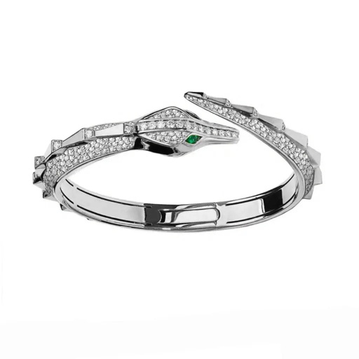 [CSP-BSHWF] Spike Signature Croco Full Pave Diamond Bracelet - White Gold