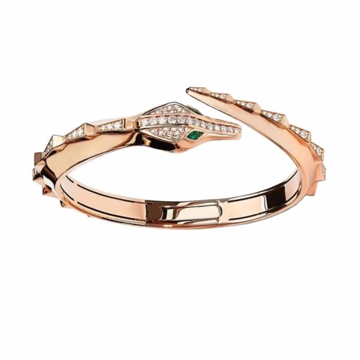 [CSP-BSHRH] Spike Signature Croco Half Pave Diamond Bracelet - Rose Gold
