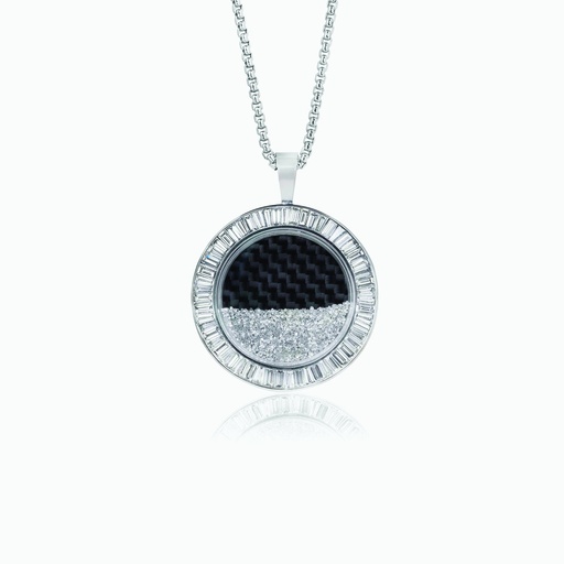 [PWW168X#2661] The Baguette Floating Diamond Circle Pendant