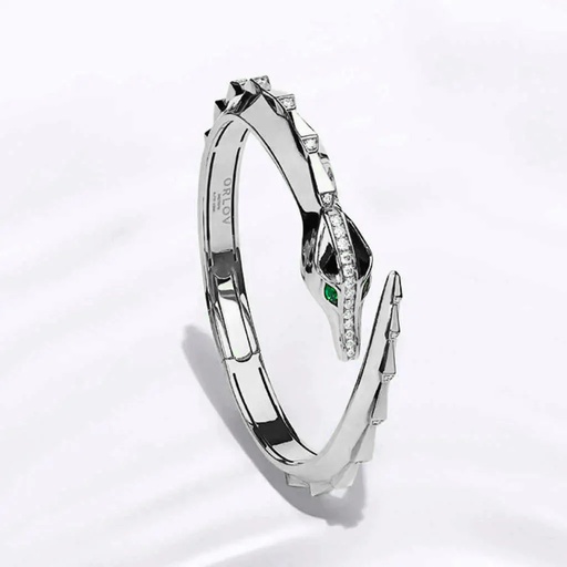 [CSP-BSHWL] Spike Signature Croco Light Pave Diamond Bracelet - White Gold