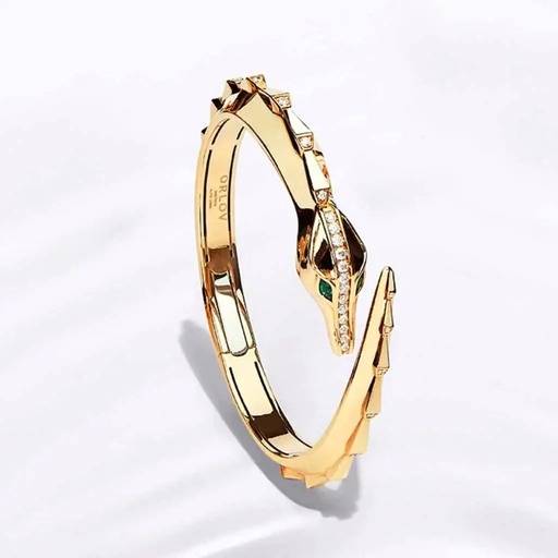 [CSP-BSHYL] Spike Signature Croco Light Pave Diamond Bracelet - Yellow Gold