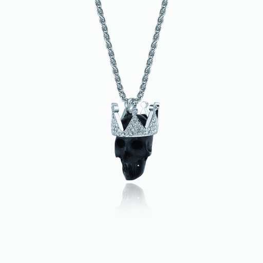[PWW5X#2666] The Black Ivory Skull & Diamond Crown Pendant