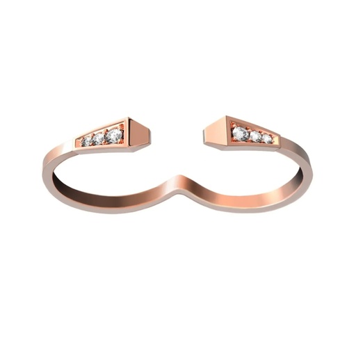 [CSP-R2E_L-RG] Spike Two Fingers Full Pave Diamond Ring - Rose Gold