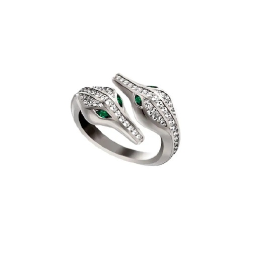 The Caresse de Croco Double Head Full Pave Diamond Ring - White Gold