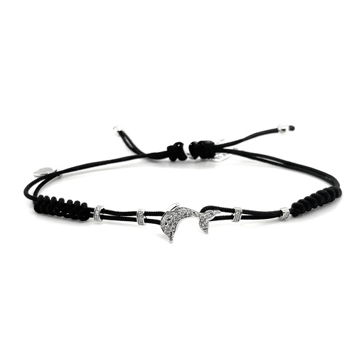 [B188DG.S] White Gold Dolphin Cord Bracelet Diamond