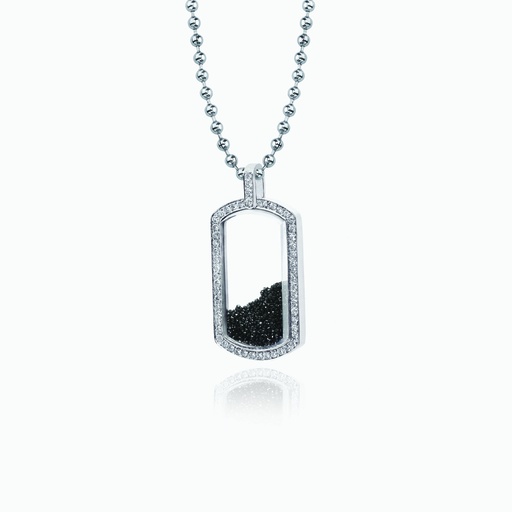 [PWW52X#2725] The Single Floating Diamond Dog Tag Pendant